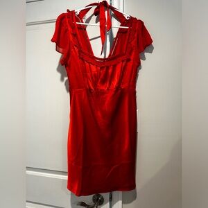 Free People red silk mini